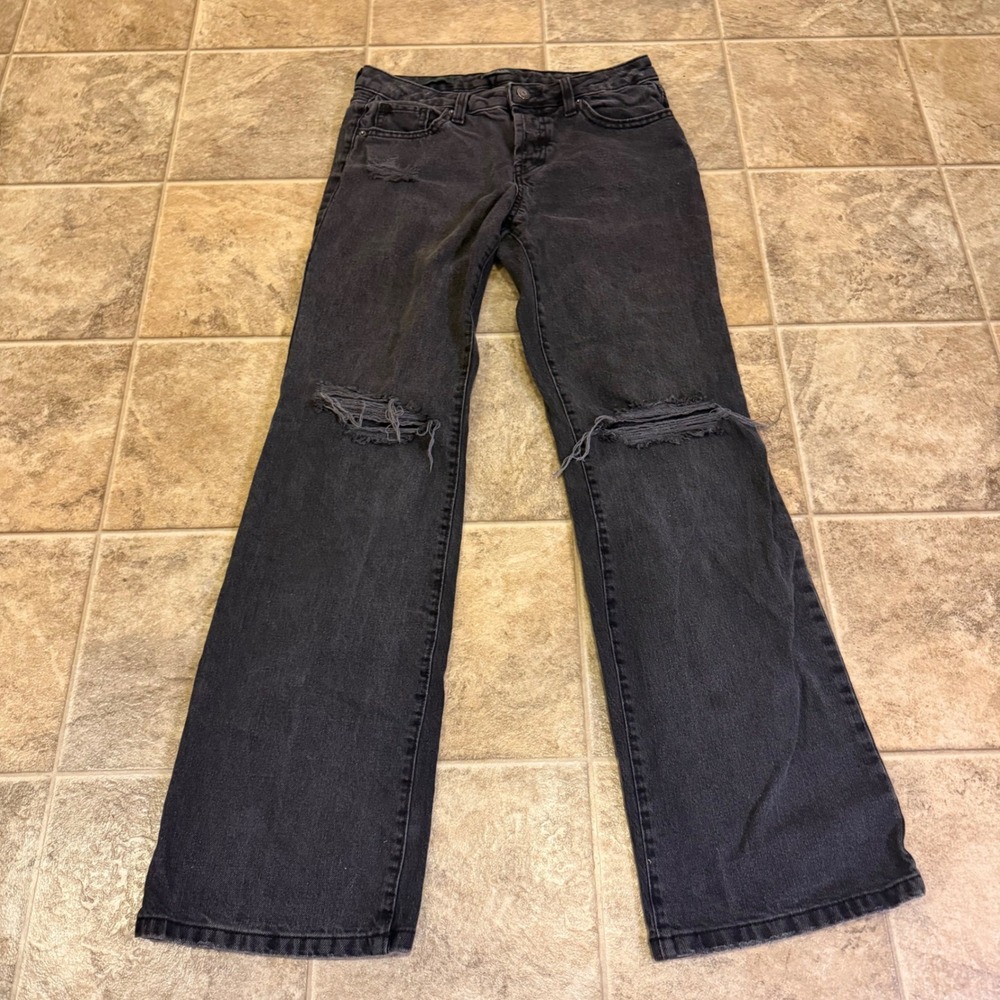 Wild Fable Womens Low Rise Bootcut Jeans Washed Black Ripped EasyRigid Size 4
